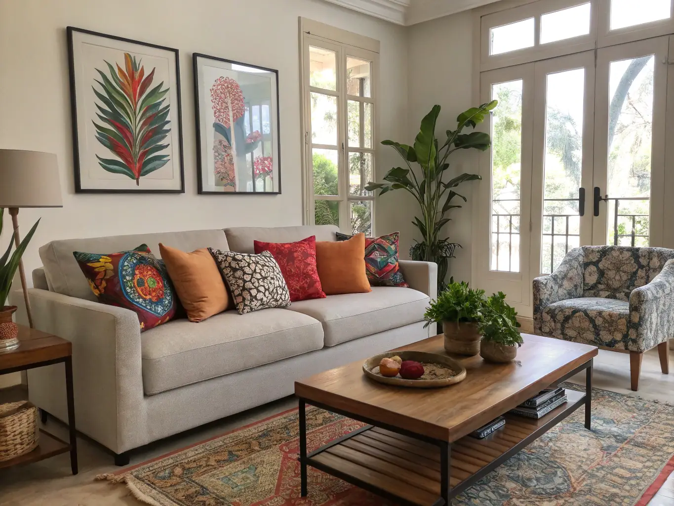 A modern living room with freshly painted walls and stylish interior finishes, showcasing Bloom Touch Interiors L.L.C.'s interior design capabilities.